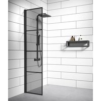 Badplaats - Duschwand Essos 40 x 200cm - Grauglass - Glas Duschabtrennung Schwarz - Walk-In Dusche Nano Duschtrennwand - Schwarz von BADPLAATS