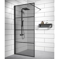 Duschwand Essos 90 x 200cm - Grauglass - Glas Duschabtrennung Schwarz - Walk-In Dusche Nano Duschtrennwand - Schwarz von BADPLAATS