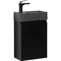 Badplaats - wc Badmöbel Angela 40x22 cm Matt Schwarz - Schrank Schwarze Waschbecken Badezimmer Toilette - Matt schwarz von BADPLAATS