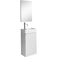 Wc Badmöbel Apollo 40x22 cm Hochglanz Weiß - Schrank Waschbecken Bad Toilette mit Spiegel - Hochglanz weiß von BADPLAATS