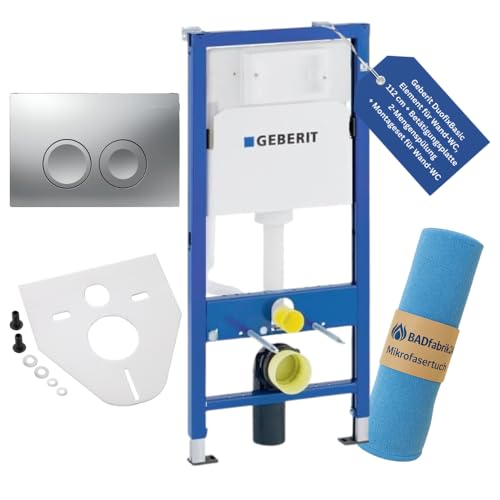 BADfabrik24 DuofixBasic WC-Vorwandelement 112 cm mit UP-Spülkasten+Delta25 Drückerplatte+Wandanker+Montageset & Mikrofasertuch,Wand-WC-Element, Vorwandelement WC BADfabrik24 DuofixBasic WC-Vorwandelement 112 cm mit UP-Spülkasten+Delta25 Drückerplatte+Wandanker+Montageset & Mikrofasertuch,Wand-WC-Element, Vorwandelement WC von BADfabrik24