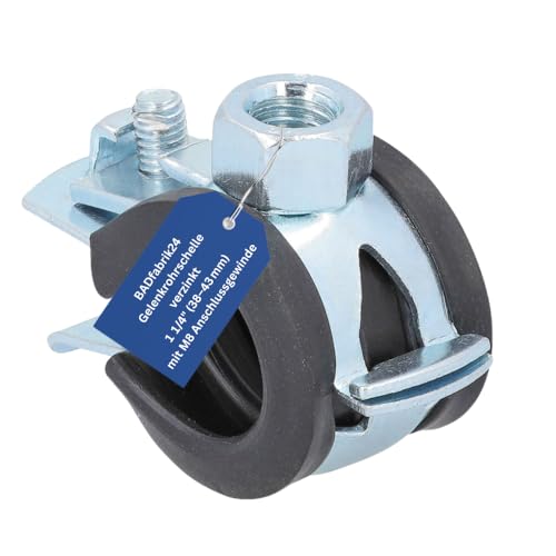 BADfabrik24 Gelenkrohrschelle verzinkt mit Schallschutzeinlage – verschiedene Größen, M8-Gewinde, für Sanitär- und Heizungsrohre (1 1/4", 38-43 mm M8) von BADfabrik24