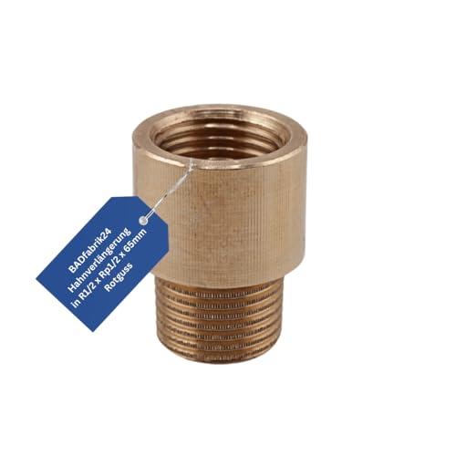 BADfabrik24 Hahnverlängerung aus Rotguss – in verschiedenen Größen wählbar – robust & langlebig,Hahnverlängerung, Hahnverlängerung Rotguss, Verlängerung Wasserhahn (DN15 (1/2), 65mm) von BADfabrik24