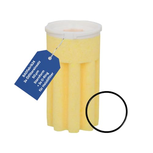 BADfabrik24 Ölfiltereinsatz 50 µm Sternform gelb mit Sinterkunststoff + O-Ring | Für Heizölfilter 70 mm | Filtereinsatz mit Dichtung für Filtertasse & Filterkopf | Art.-Nr. 20422 (5) von BADfabrik24
