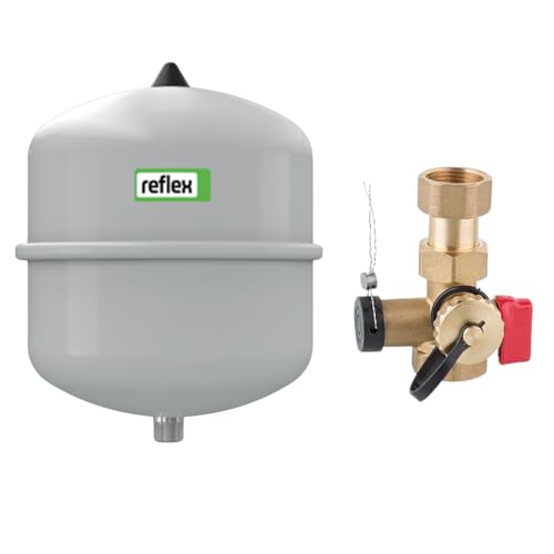 BADfabrik24 Reflex N 25 Membran-Druckausdehnungsgefäß + 4 bar Kappenventil 3/4'' Messing mit KFE-Hahn,Reflex Ausdehnungsgefäß 25L, Membran-Druckausdehnungsgefäß Reflex N 25 von BADfabrik24