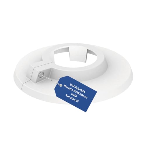 BADfabrik24 Rosette RKW 20mm – Weiß, Kunststoff, Klemmrosette für Rohrverkleidung, einfache Montage,Rosette,Klemmrosette 20mm,Abdeckrosette weiß (20) von BADfabrik24