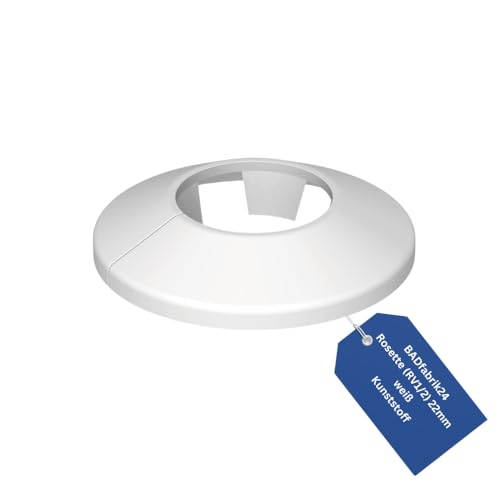 BADfabrik24 Rosette RV 1/2-22mm – Weiße Klemmrosette aus Kunststoff, Schwalbenschwanz Rosette, Rohrverkleidung 1/2 Zoll, Sanitär Zubehör Rosette (2) von BADfabrik24
