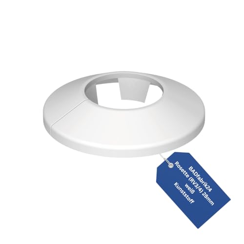 BADfabrik24 Rosette RV 3/4-28mm – Weiße Klemmrosette aus Kunststoff für Rohrverkleidung,anitär Zubehör Rosette, Abdeckung für Heizungsrohre, Klemmrosette für Wasserleitungen (5) von BADfabrik24