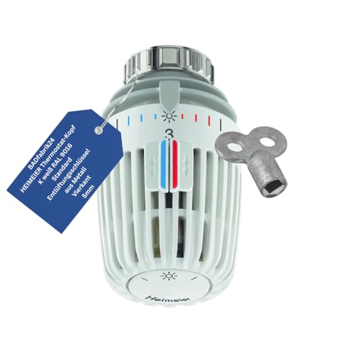 BADfabrik24 Thermostat-Kopf K weiß RAL 9016 Standard mit Entlüftungsschlüssel aus Metall 5 mm Vierkant – 1 Stück Heizkörper Thermostat,Heizkörper Thermostat K, Thermostat weiß BADfabrik24 Thermostat-Kopf K weiß RAL 9016 Standard mit Entlüftungsschlüssel aus Metall 5 mm Vierkant – 1 Stück Heizkörper Thermostat,Heizkörper Thermostat K, Thermostat weiß von BADfabrik24