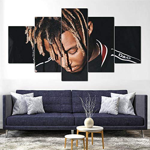 BAEPAYF Leinwanddrucke-Breite:150Cm,Höhe:80Cm|Moderne Dekoration Leinwand Poster 5 Stück Wandkunst Juice Wrld Rapper 5 teilige Wandbilder Bild Schlafzimmer von BAEPAYF