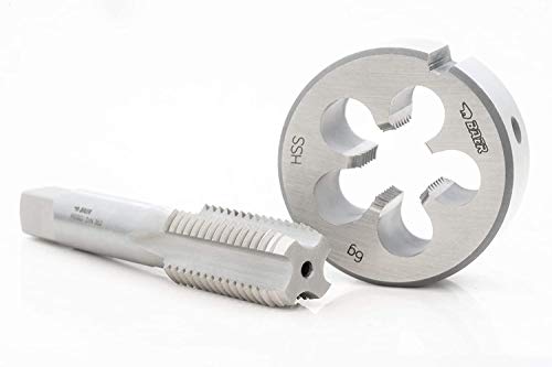 BAER Gewindeschneider Set - Gewindebohrer plus Schneideisen - Gewindeschneid-Set ab MF 4 bis MF 12 - Außengewindeschneider + Innengewindeschneider metrisches Feingewinde (MF 7 x 0,5) von Baer