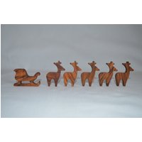 Eichenholz Weihnachten Rentier Schlitten Szene, Festliche Regal Dekor Eichenholz Weihnachten Rentier Schlitten Szene, Festliche Regal Dekor von BAEngravedWood
