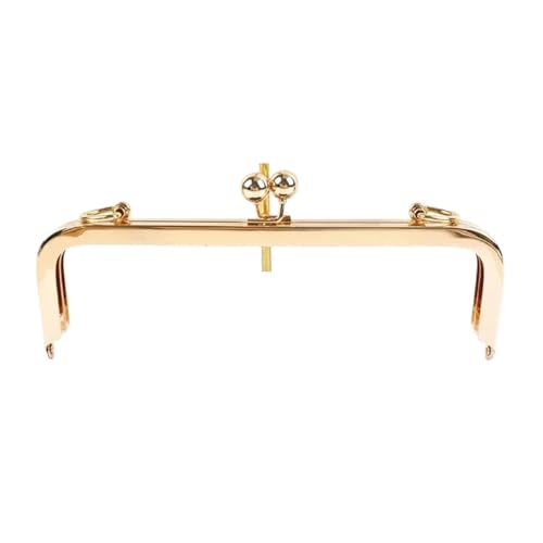 BAFAFA 2 Stück 20 cm quadratische glatte Griffe Perlenkopf Geldbörsenrahmen Metall Kussverschluss DIY Taschen Nähklammern Schraube Brieftasche Griff(LightGold) von BAFAFA