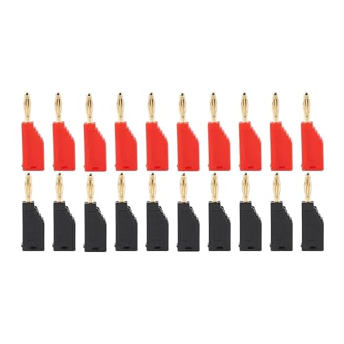 BAFAFA 20/80/200 Stück Kupfer vernickelt 2MM Stapelbare Bananenstecker Löten Elektrischer Stecker zum Selbermachen(40 Red 40 Black) von BAFAFA