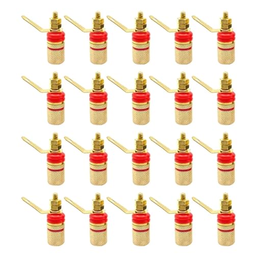 BAFAFA 20 Stück 4 mm Bananenbuchse Binding Post Lautsprecherterminal vergoldet (100 rot) von BAFAFA