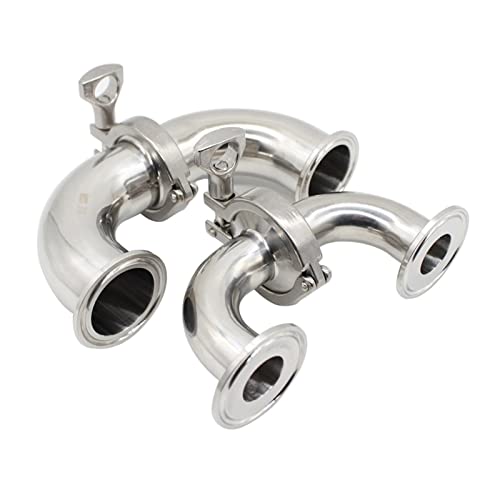 BAFAFA 304 Edelstahl Ellbogen -Hygiene -Sign Od Feerule + Tri Clamp + Siliziumdichtung (Color : SS304, Size : 45mmxFerrule64mm) von BAFAFA