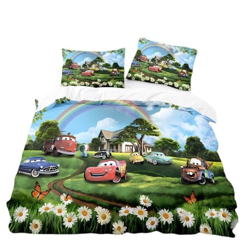 BAFAFA 3D Cartoon Anime Auto kinderbettwäsche Sets 100x135 Für Jungen und Mädchen,WinterBettbezug Sets aus Mikrofaser mit Reißverschluss,Baby Bettwäsche Set 100x135cm Mit 2 Kissenbezug 40x60cm von BAFAFA