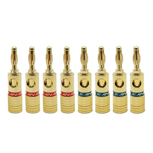 BAFAFA 8 Stück 4mm Bananenkopf Audio vergoldet Stecker Lautsprecher Buchse Lautsprecherkabel Linie Verstärker Anschluss Lautsprecherterminal (4 Red 4 Blue) von BAFAFA