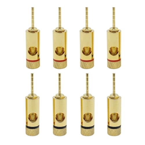 BAFAFA Bananensteckeradapter, 2 mm vergoldeter Kupferstift, gerade Pins, Bananenklemmen, Lautsprecherstecker, Kabelverbinder, 8 Stück von BAFAFA