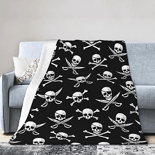 BAFAFA Decke Weiche Flanelldecke Pirat Gedruckt Klimaanlage Decke Plüsch Überwurf Decke Für Bett Reise Sofa Auto Zimmer von BAFAFA