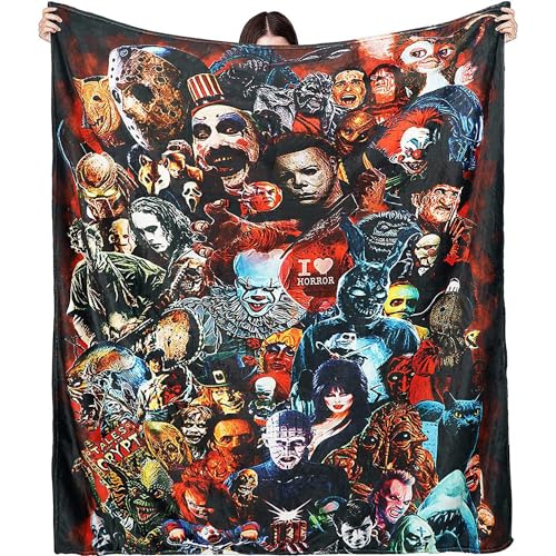 Halloween Blankets, Horror Movie Decke, Ultra Soft Flannel Fleece Blanket, Warm Soft Easy Care, Halloween Holiday Party Decor, ldeal für Filmfans. von BAFAFA