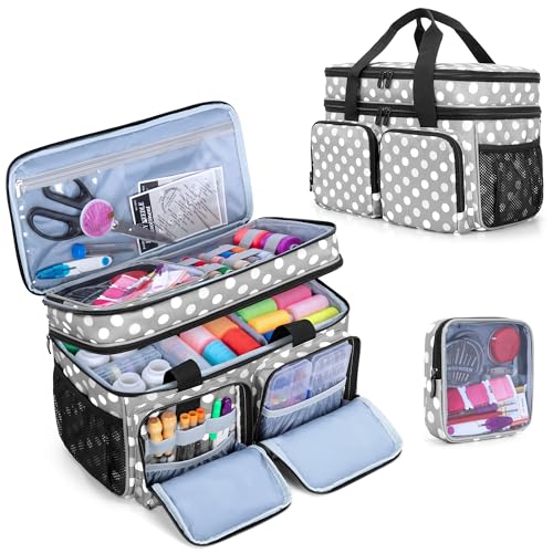 BAFASO Nähtasche Groß, Nähzubehör Organizer Tasche, Nähen Tasche für Nähmaschine Zubehör, Nähen Zubehör Aufbewahrungstasche, Nähaufbewahrung Tasche für Unterwegs, Grau Punkt BAFASO Nähtasche Groß, Nähzubehör Organizer Tasche, Nähen Tasche für Nähmaschine Zubehör, Nähen Zubehör Aufbewahrungstasche, Nähaufbewahrung Tasche für Unterwegs, Grau Punkt von BAFASO