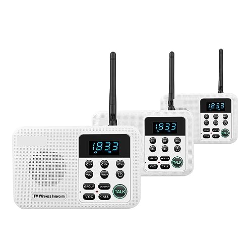 BAFEIYA 22-Kanal-FM-Funk-Gegensprechanlagen for Privathaushalte, Geschäftsbüros, 1,6 km Reichweite, Anrufe und Anrufe von Raum zu Raum. Sprechsystem(3Unit White) von BAFEIYA