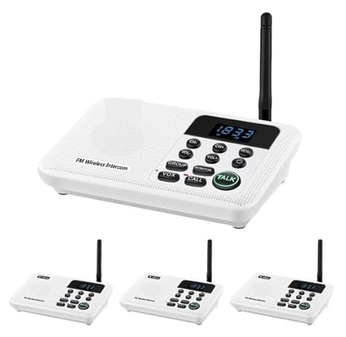 BAFEIYA 22-Kanal-FM-Funk-Gegensprechanlagen for Privathaushalte, Geschäftsbüros, 1,6 km Reichweite, Anrufe und Anrufe von Raum zu Raum. Sprechsystem(4Unit White) von BAFEIYA