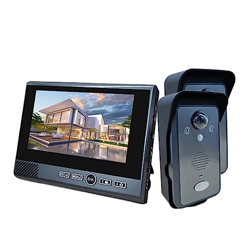 BAFEIYA 7-Zoll-2,4-GHz-Funk-Video-Gegensprechanlage, schlagfreie Bewegungserkennung, visuelles Türklingel-Sicherheitssystem mit langem Standby-Modus for zu Hause(818-1-2) von BAFEIYA