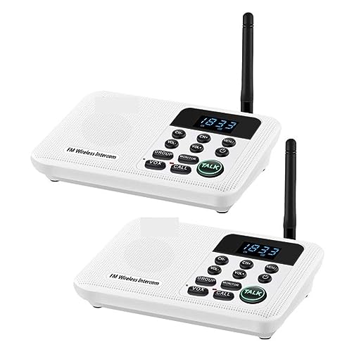 BAFEIYA Drahtlose 22-Kanal-FM-Gegensprechanlagen for Privathaushalte, Geschäftsbüros, Raum-zu-Raum-Anrufe und Anrufe Sprechsystem mit Einer Reichweite von 1 Meile(2 Unit White) von BAFEIYA