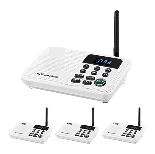 BAFEIYA Drahtlose 22-Kanal-FM-Gegensprechanlagen for Privathaushalte, Geschäftsbüros, Raum-zu-Raum-Anrufe und Anrufe Sprechsystem mit Einer Reichweite von 1 Meile(4 Unit White) von BAFEIYA
