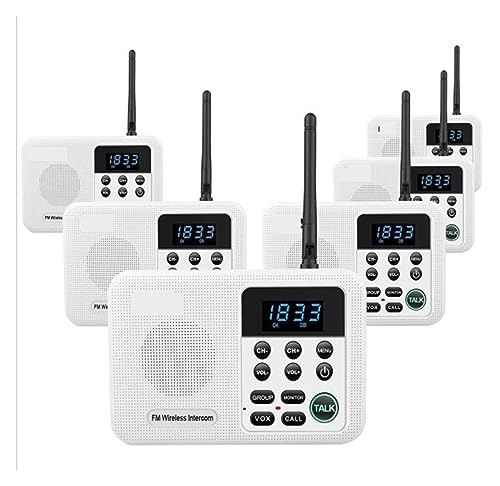 BAFEIYA Drahtlose 22-Kanal-FM-Gegensprechanlagen for Privathaushalte, Geschäftsbüros, Raum-zu-Raum-Anrufe und Anrufe Sprechsystem mit Einer Reichweite von 1 Meile(6 Unit White) von BAFEIYA