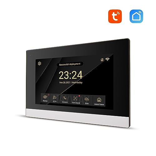 BAFEIYA Tuya Smart Home Video Intercom System 7 Zoll Touchscreen Türsprechanlage Zugang mit 1080P 110° kabelgebundener Türklingelkamera(R6-M503BA) von BAFEIYA