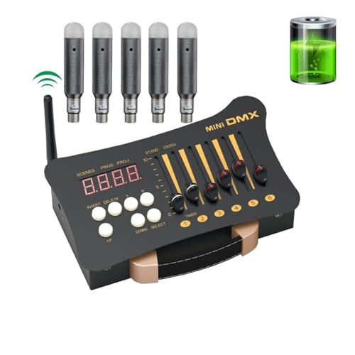 Bühnen-DJ-Lichtsteuerung, Lichtmischpult DMX-Controller Disco-Licht-Controller, 1 Stück DMX512-Controller + Ladeempfänr Party-DJ-Bühnenlicht-Kombination(1 and 5) von BAFEIYA