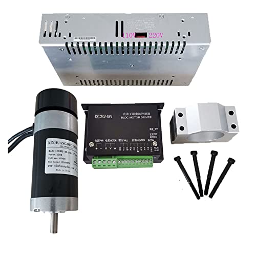 CNC-Spindelmotor-Kit 48 V 500 W bürstenloser Spindelmotor + 57 mm Klemme mit Schrauben + 48 V bürstenloser Motortreiber + 48 VDC 10,5 A Netzteil(Package7) von BAFEIYA