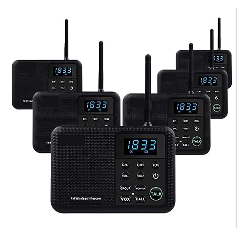Drahtlose Gegensprechanlage für Zuhause Drahtloses Intercom-System mit 1 Meile großer Reichweite for die Raum-zu-Raum-Kommunikation zu Hause, in Geschäftsbüros.(6 Unit Black) von BAFEIYA