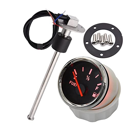 Kraftstoff-Sendeeinheit 150-600 mm Edelstahl Marine Kraftstoffstandsanzeige Sensor Fit Boot Auto Kraftstoffstandsanzeige Meter 240-33 Ohm mit roter Hintergrundbeleuchtung 9-32 V(With 175mm Sensor) von BAFEIYA