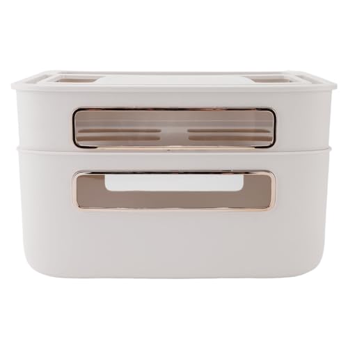 BAFOVY 2-stufige Router-Organisatorbox mit Deckel, WiFi-Modem-Kabelverwaltungsverwaltung Hider mit Offenem Rücken für Belüftung, Desktop-Speicherregal für Stromstreifen, Telefon und von BAFOVY