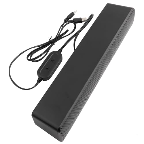 BAFOVY 3,5 Mm Audio -Soundbar, USB -Kabel -Stereo -Lautsprecher Eingabe -Soundbar mit Bass -Technologie LED -Leuchtdauerknopf für PC -Laptop -Smartphone -Tablet Mp3 MP4 (Black) von BAFOVY