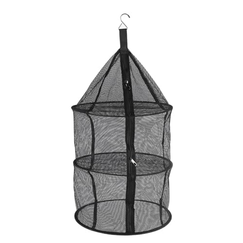 BAFOVY 3-stufige Faltbare Trocknungsregal-Netz Trockner-Netz mit Reißverschlussöffnung für Obst Gemüse Fischblumen Großer Runder Hängende Aufbewahrung von BAFOVY