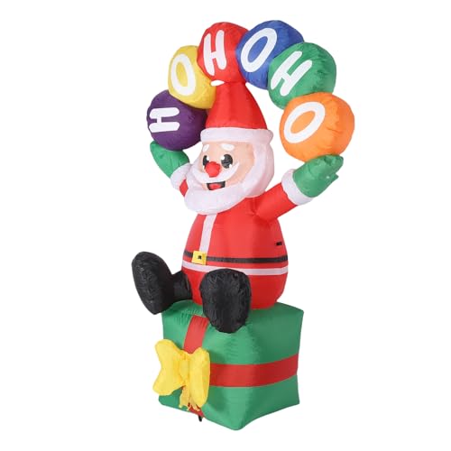 BAFOVY 6FT Aufblasbarer Weihnachts Mann mit LED-Leuchten Blow Up Vater Weihnachten für Outdoor Weihnachts Dekoration Hof Garten Rasen Home Party (EU-Stecker 220-240V) von BAFOVY