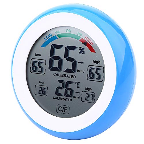 BAFOVY Digital LCD-Thermometer-Hygrometer-Luftfeuchtigkeitsmonitor mit Großen, Leicht zu Lesenden Displays Flexible Platzierungsoptionen für den Gebrauch von Home Office in Innenräumen (BLUE) von BAFOVY