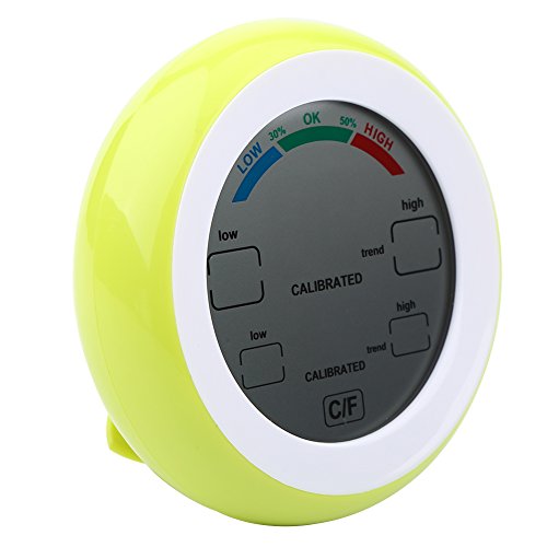 BAFOVY Digital LCD-Thermometer-Hygrometer-Luftfeuchtigkeitsmonitor mit Großen, Leicht zu Lesenden Displays Flexible Platzierungsoptionen für den Gebrauch von Home Office in Innenräumen (YELLOW) von BAFOVY