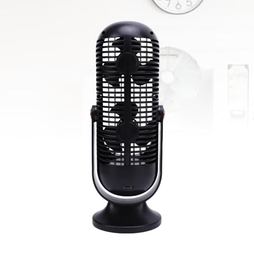 BAFOVY Dual -Lüfter USB Wiederaufladbarer Schreibtisch -Lüfter 5 Geschwindigkeiten mit LED -Display und 1000 -mAh -Batterie für Home Office Schlafzimmer Schlafzimmer (BLACK) von BAFOVY