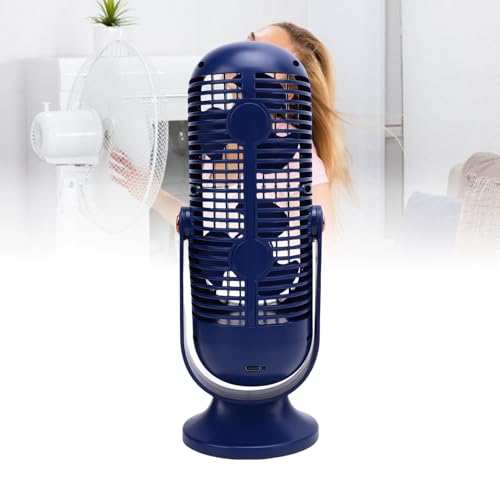 BAFOVY Dual -Lüfter USB Wiederaufladbarer Schreibtisch -Lüfter 5 Geschwindigkeiten mit LED -Display und 1000 -mAh -Batterie für Home Office Schlafzimmer Schlafzimmer (BLUE) von BAFOVY