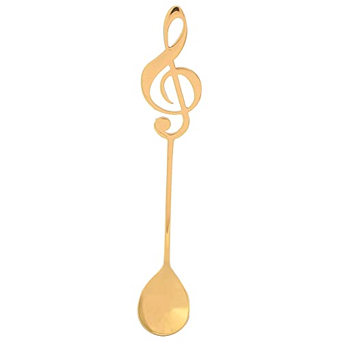 BAFOVY MUSICAL Note Dessertlöffel, Edelstahlkaffee Rührer Löffel Zum Esstisch mit Leicht zu Gripen, Lebensmittelqualität Sicherer Gebrauch (GOLD) von BAFOVY