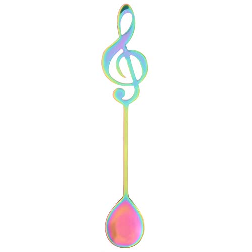 BAFOVY MUSICAL Note Dessertlöffel, Edelstahlkaffee Rührer Löffel Zum Esstisch mit Leicht zu Gripen, Lebensmittelqualität Sicherer Gebrauch (Glänzend; 3x2,6 mm) von BAFOVY