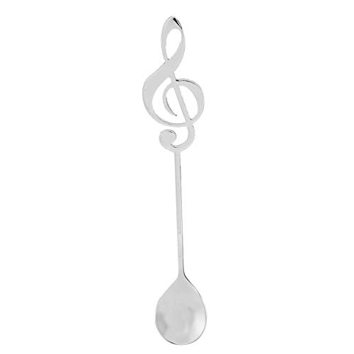 BAFOVY MUSICAL Note Dessertlöffel, Edelstahlkaffee Rührer Löffel Zum Esstisch mit Leicht zu Gripen, Lebensmittelqualität Sicherer Gebrauch (SILVER) von BAFOVY