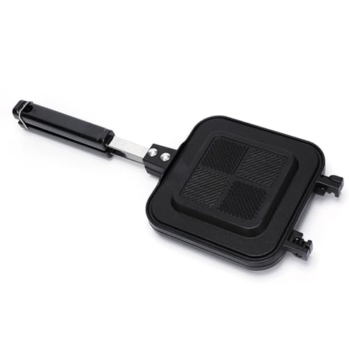 BAFOVY Maker Grill Pfanne Press Doppelseitig Nicht -Stick -Aluminium Legierung Frittierpfanne mit Isoliertem Griff für Home Kitchen Camping Grills 36x14cm von BAFOVY