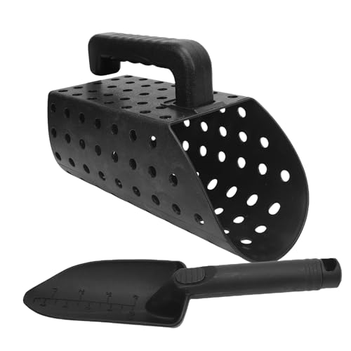 BAFOVY Sandlöffel- und Schaufelset, Sandlöffel-Schaufel-Sandsieb-Werkzeug aus Edelstahl Metall-Detektor-Zubehör für Strand-Schätze mit Komfortablem Griff von BAFOVY